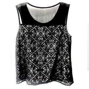 Marc by Marc Jacobs Sleeveless Silk Chiffon Yoke Lace Top Size Medium